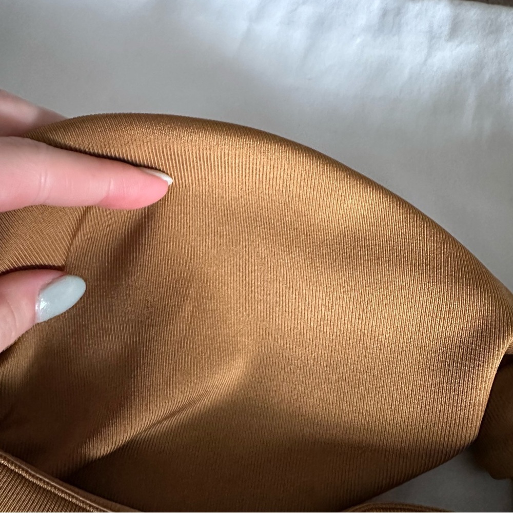 Gold Color Ribbed Strapless Midi Dress - Picture 10 of 12